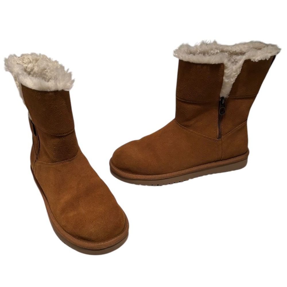 Koolaburra UGG boots suede shearling lined size 9 chestnut brown